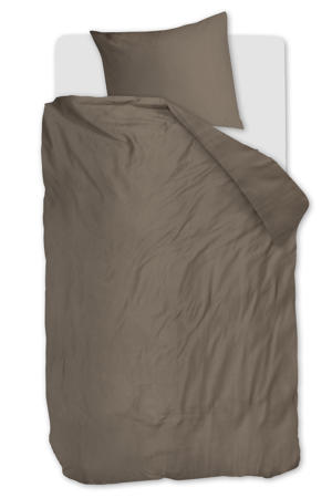 lyocell satijn dekbedovertrek 1-persoons taupe (140x220 cm)
