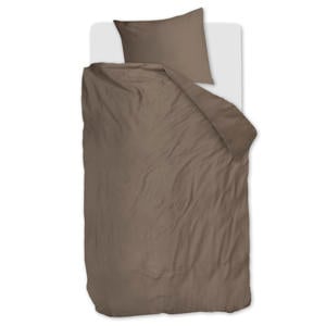 lyocell satijn dekbedovertrek 1-persoons taupe (140x220 cm)