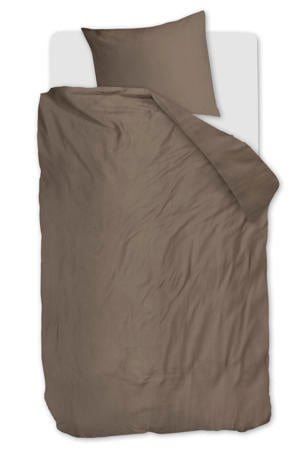 lyocell satijn dekbedovertrek 1-persoons taupe (140x220 cm)
