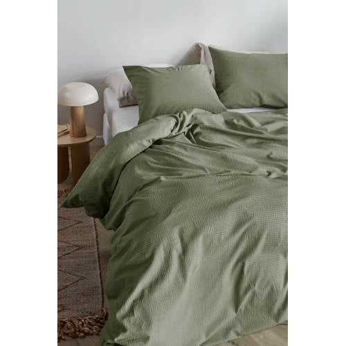 Studio LIVIT seersucker dekbedovertrek 1-persoons groen (140x220 cm) afbeelding