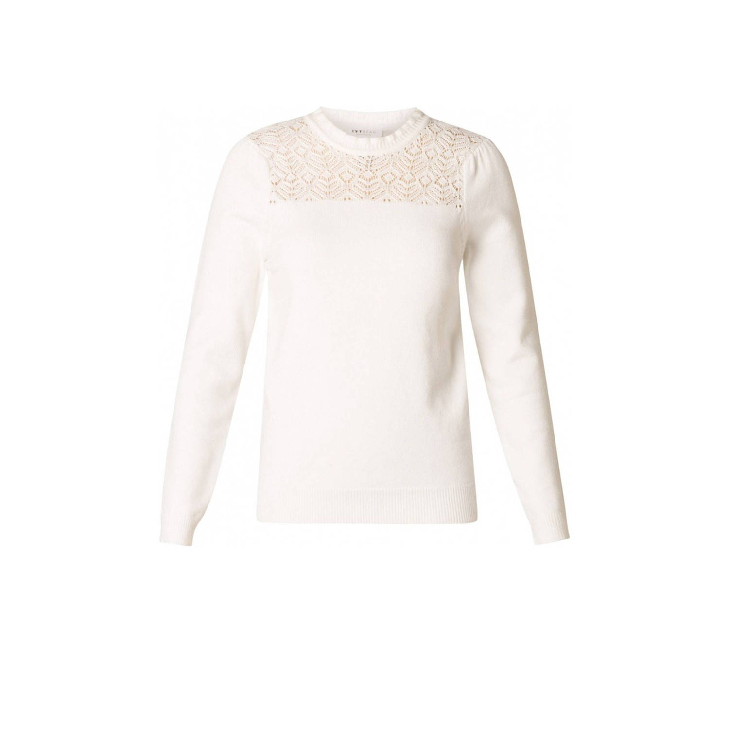 Ivy Beau ribgebreide top ecru
