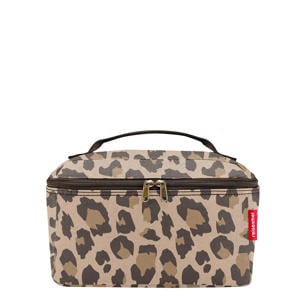 toilettas Travelling Beautycase met panterprint bruin