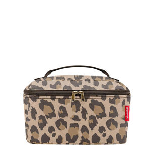 toilettas Travelling Beautycase met panterprint bruin