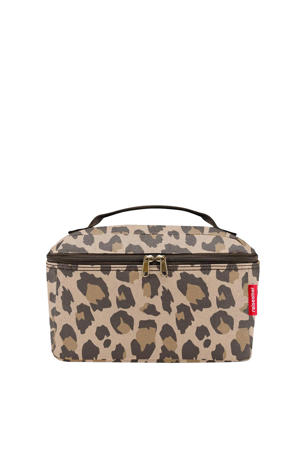 toilettas Travelling Beautycase met panterprint bruin