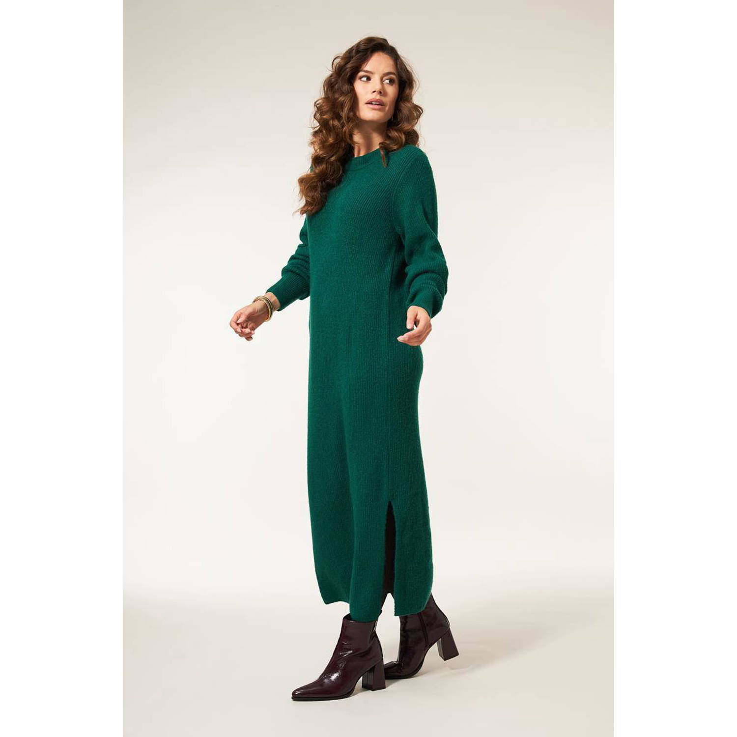 Miss Etam gebreide jurk Leona groen