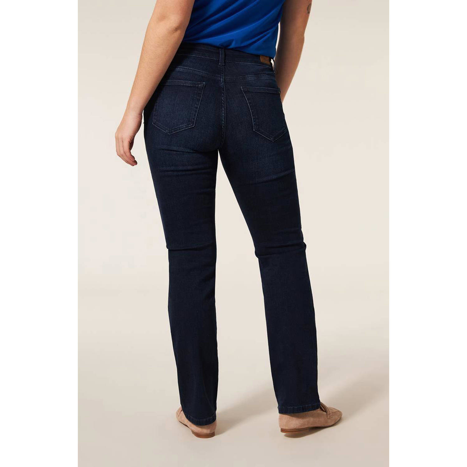 Miss Etam regular waist straight leg jeans dark blue denim