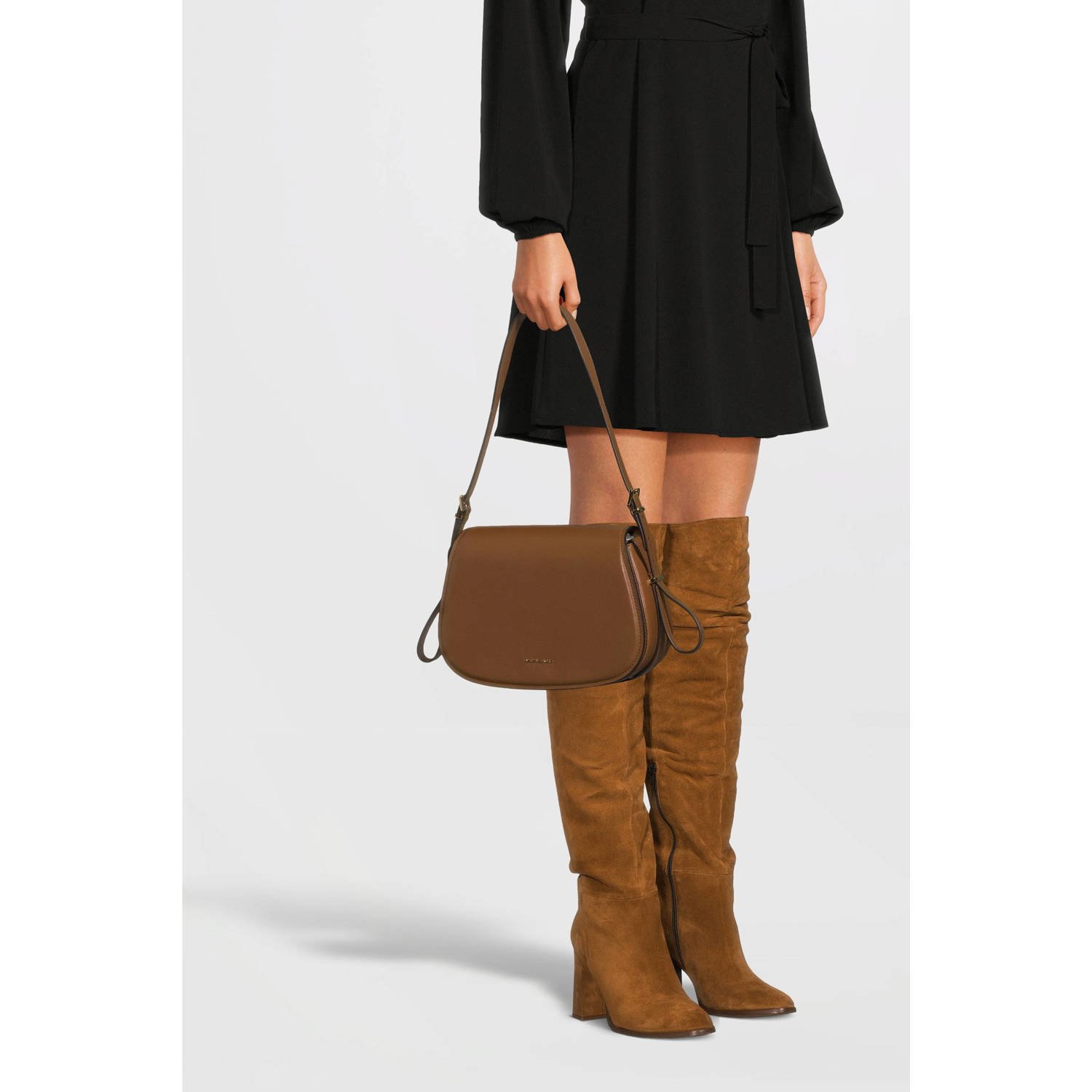 Michael Kors leren crossbody tas Lydia cognac