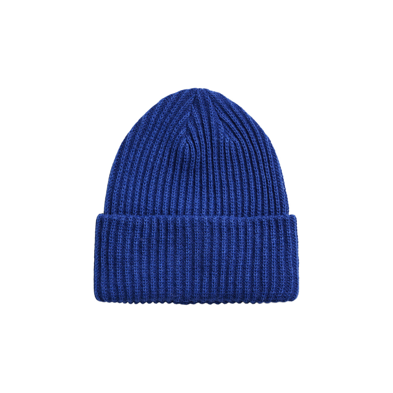 Pieces Beanie van ribtricot met omslag model 'HEXO'