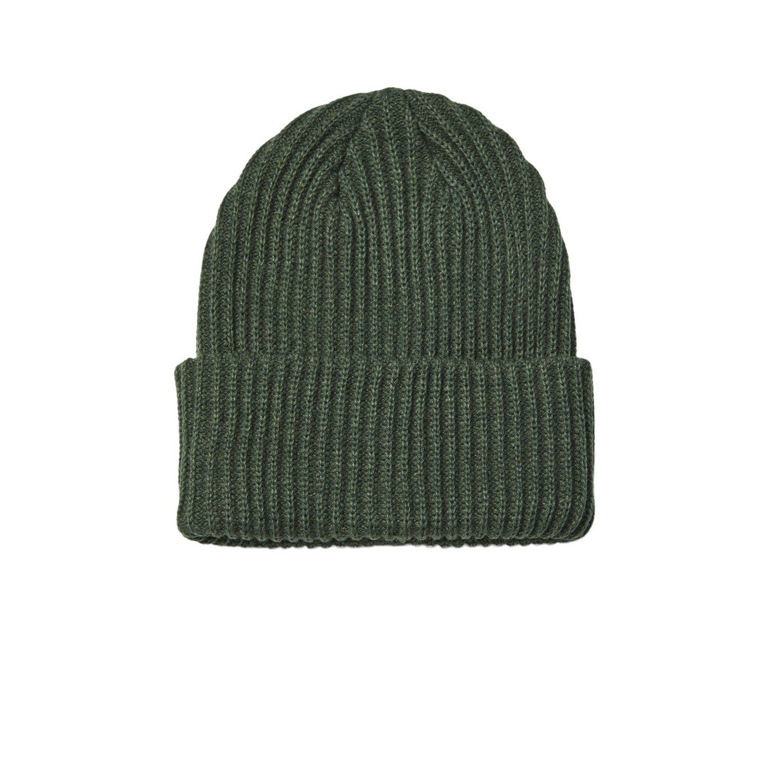 Pieces Beanie van ribtricot met omslag model 'HEXO'