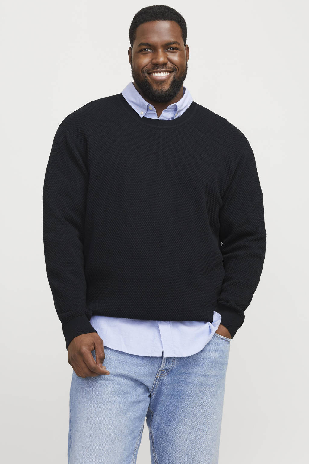 Jack & Jones JPRBLUNOAH Knit Crew Neck BF, Walnut/Detail: twist/Placement Structuur, S