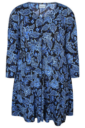 jurk met bloemenprint blauw