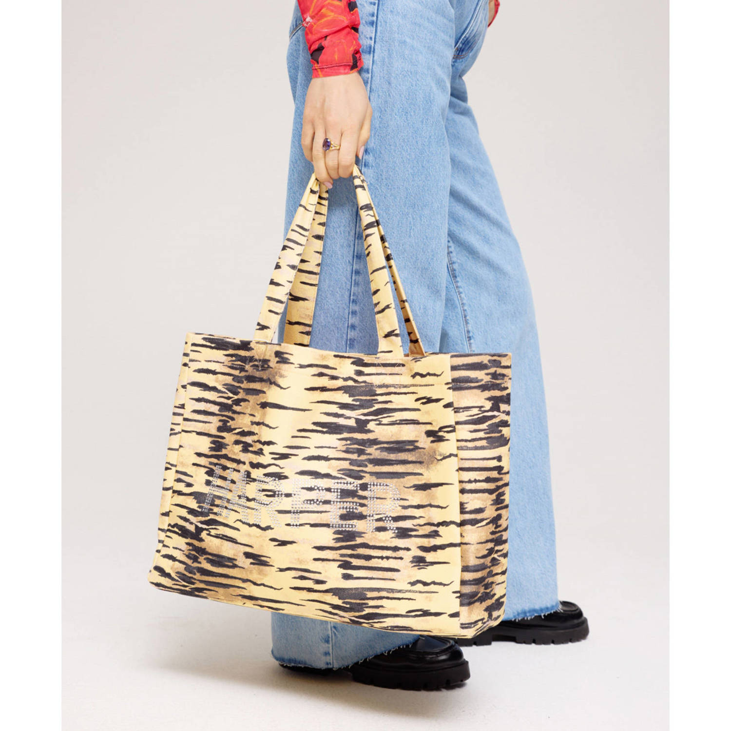HARPER & YVE shopper met tijgerprint geel