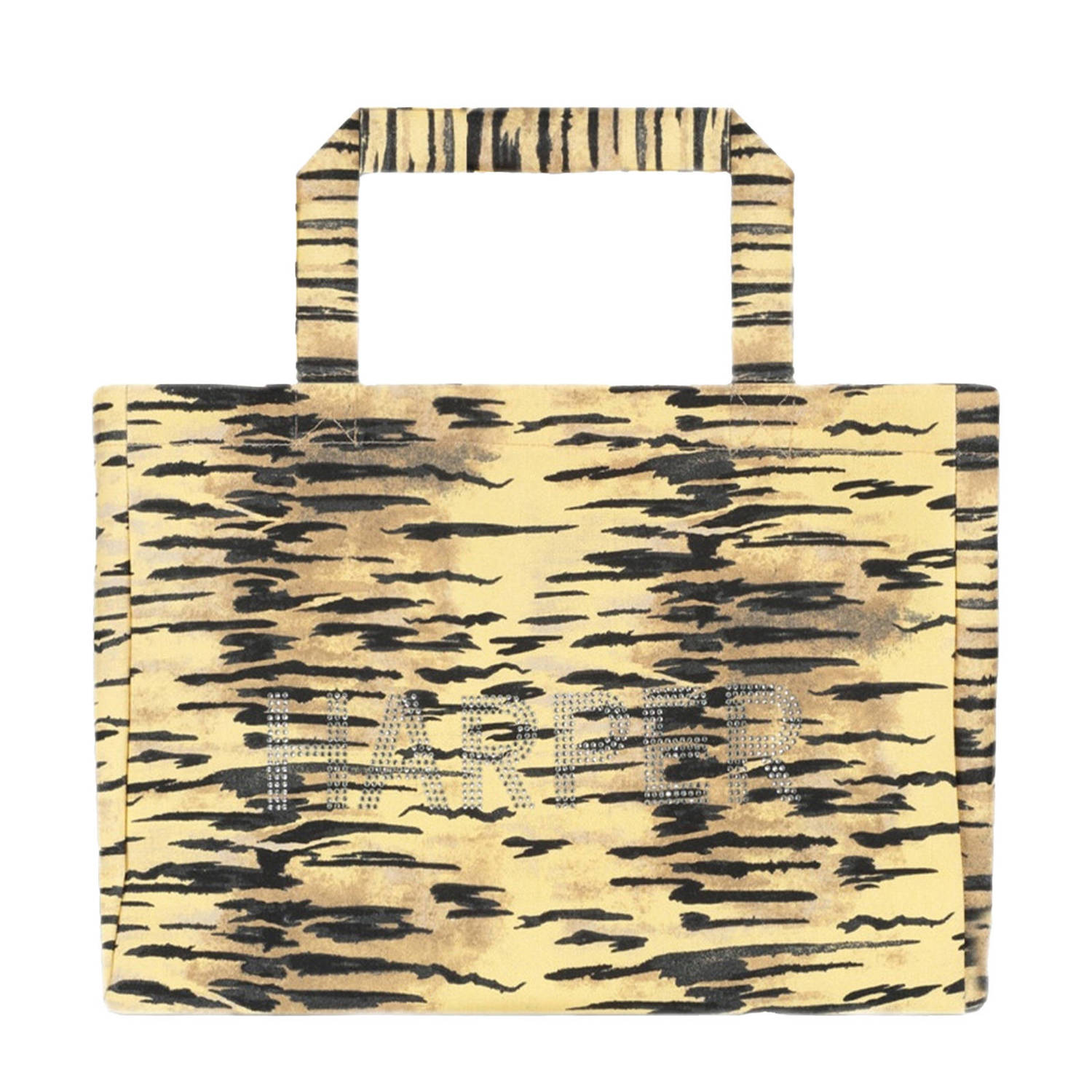 HARPER & YVE shopper met tijgerprint geel