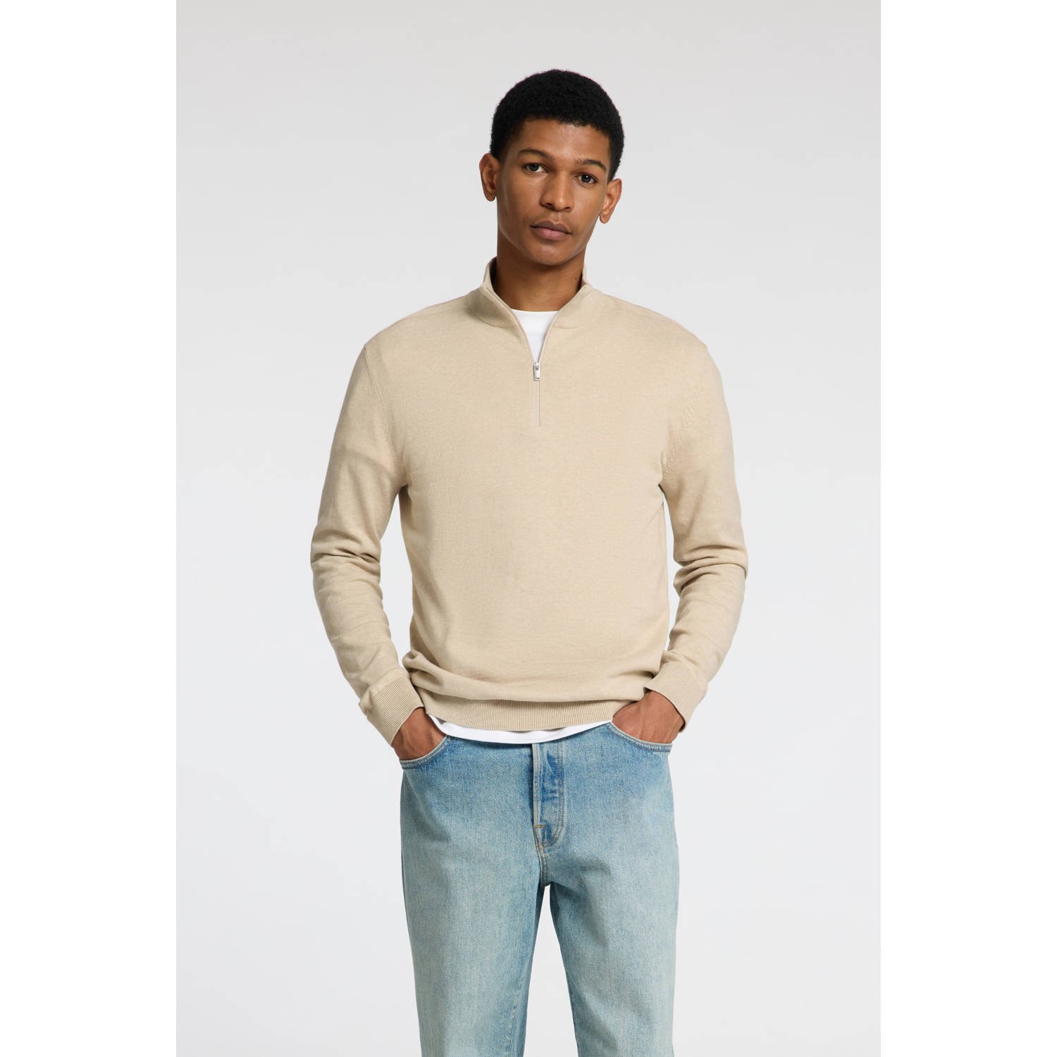 SELECTED HOMME gebreide trui ecru