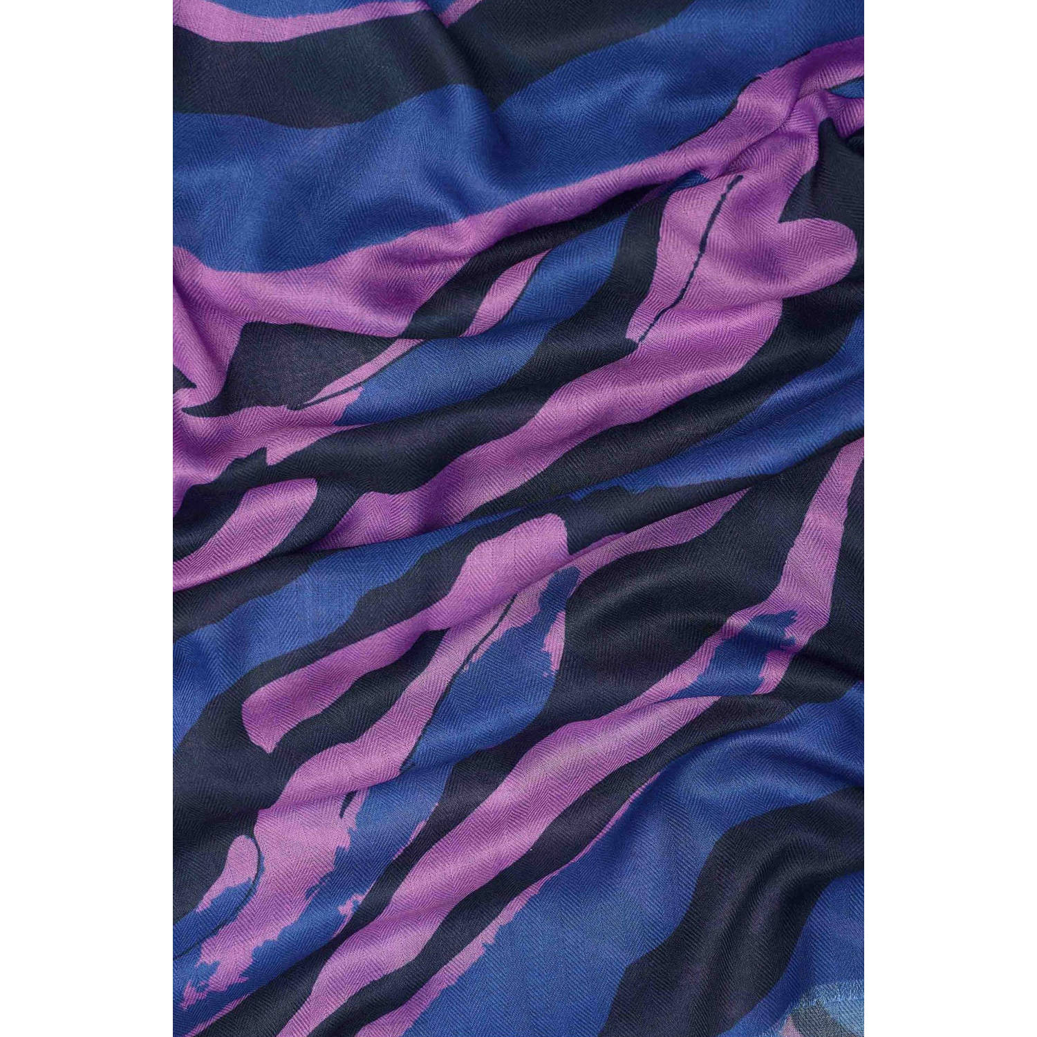 Expresso sjaal met all over print blauw paars