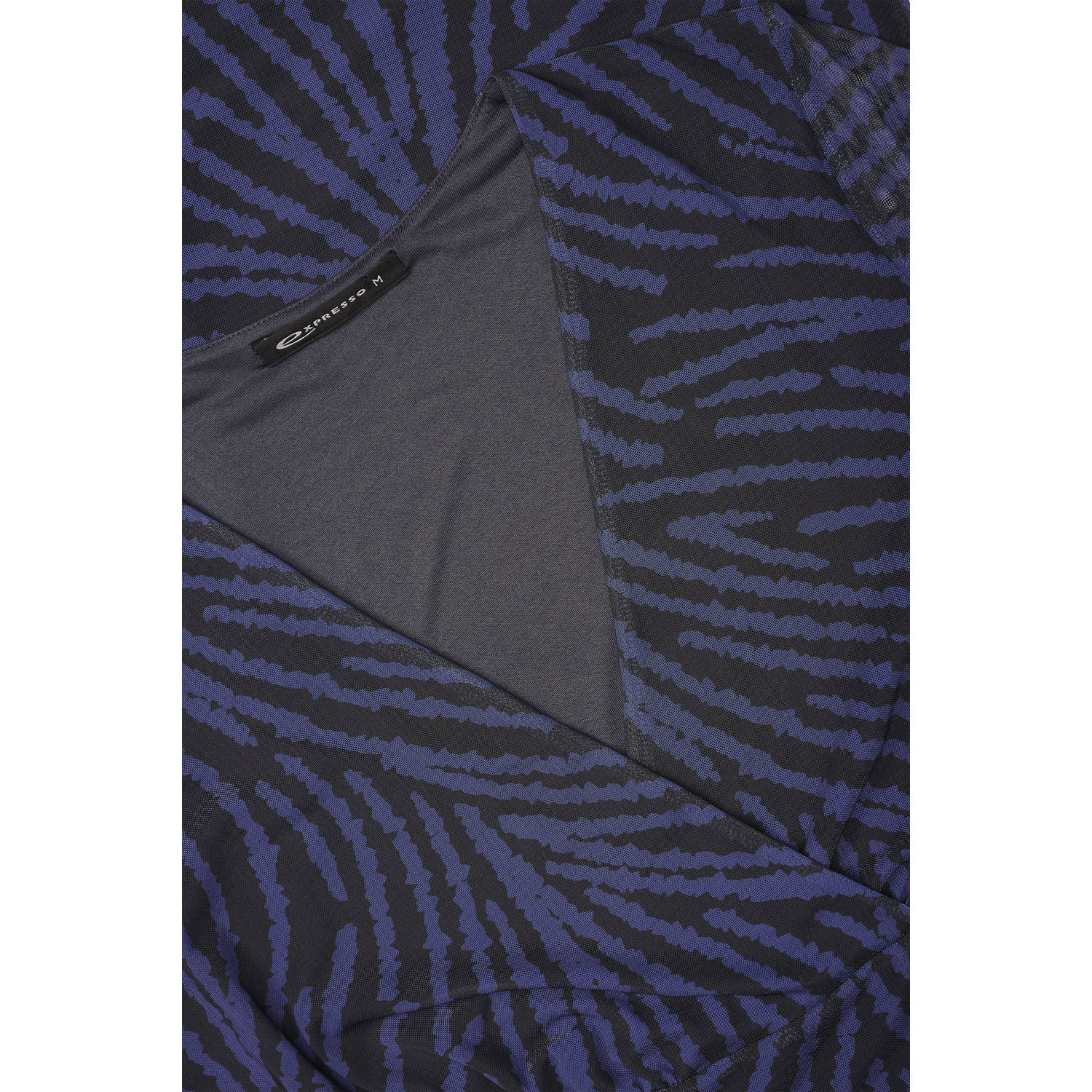 Expresso mesh jurk met all over print en mesh blauw zwart