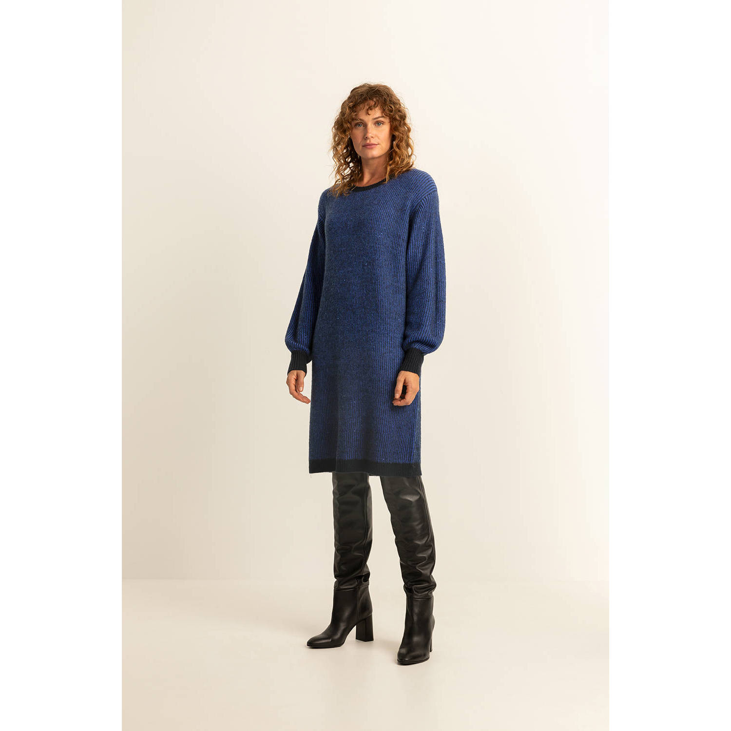 Expresso gebreide jurk met wol donkerblauw