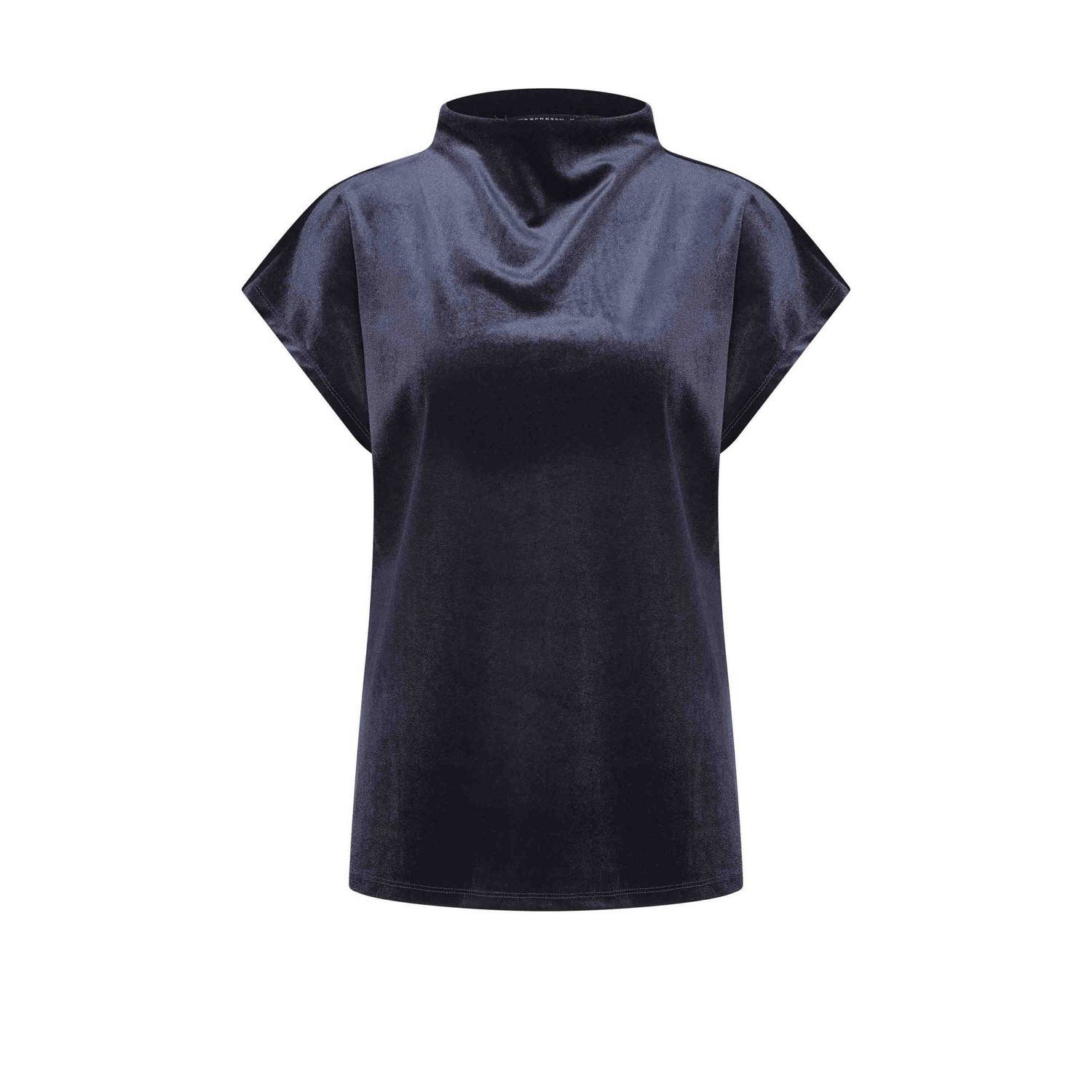 Expresso velours top donkerblauw