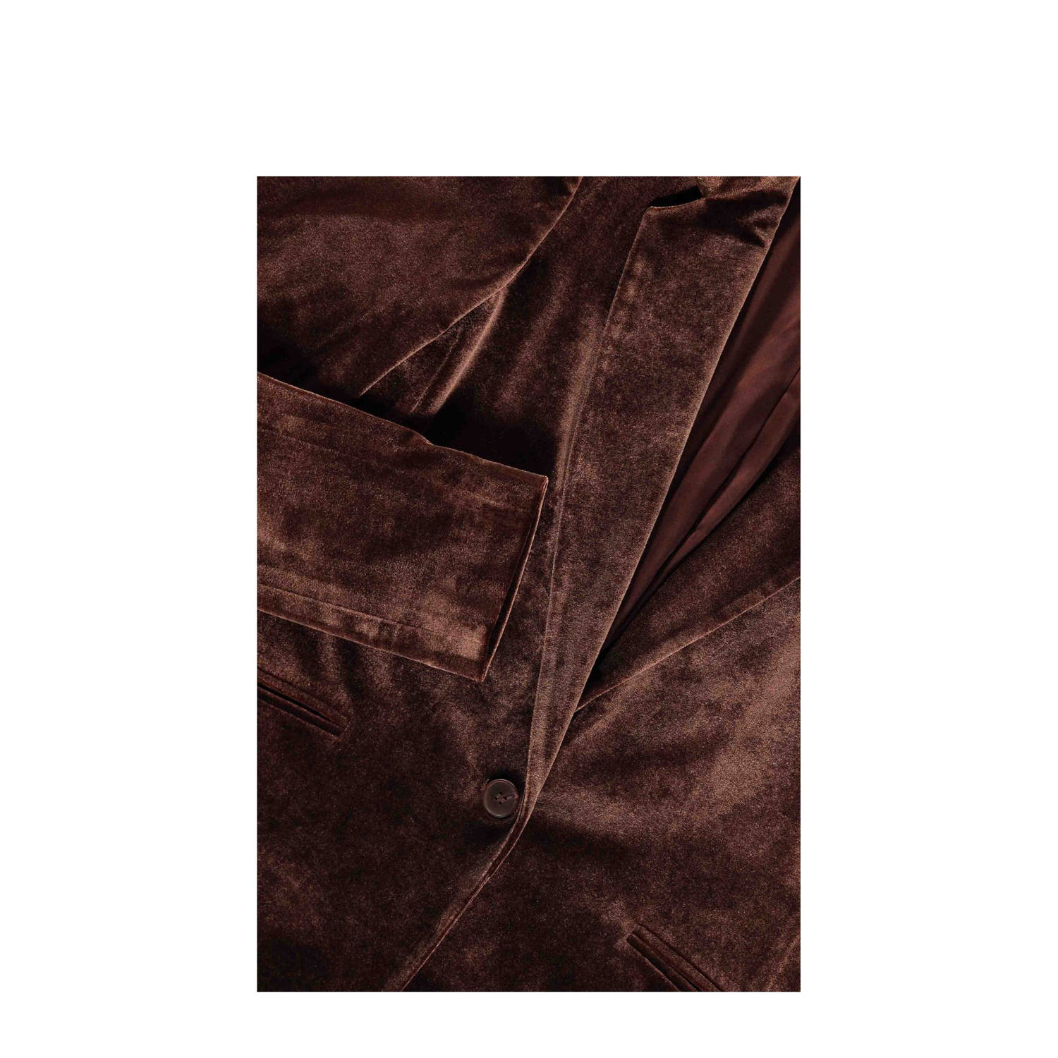 Expresso fluwelen rechtvallende blazer bruin