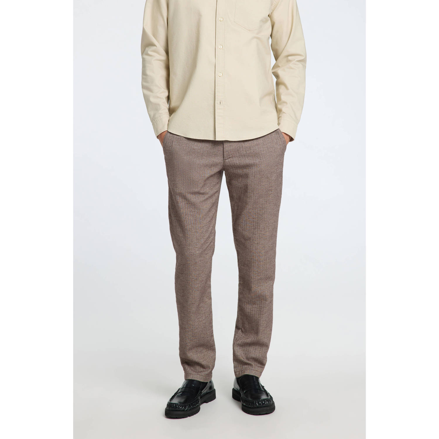 Selected Homme Slim fit stoffen broek met riemlussen model 'MILES'