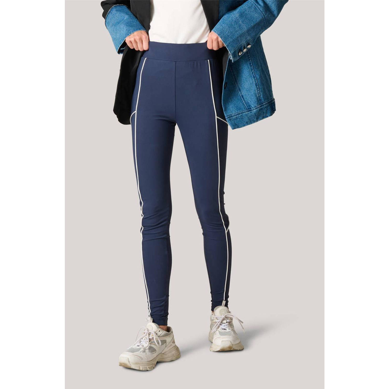 Shoeby slim fit legging van travelstof donkerblauw