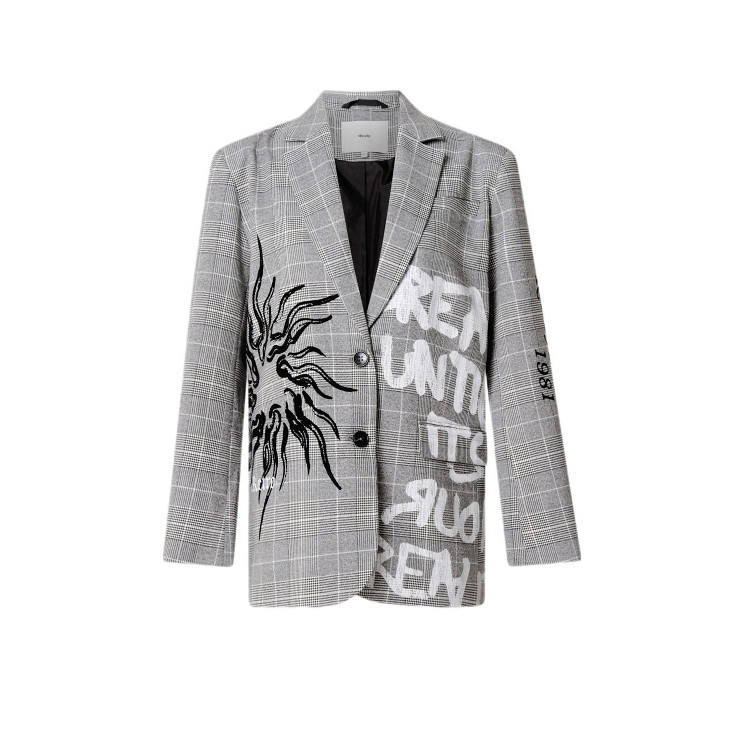 Shoeby geruite oversized blazer grijs