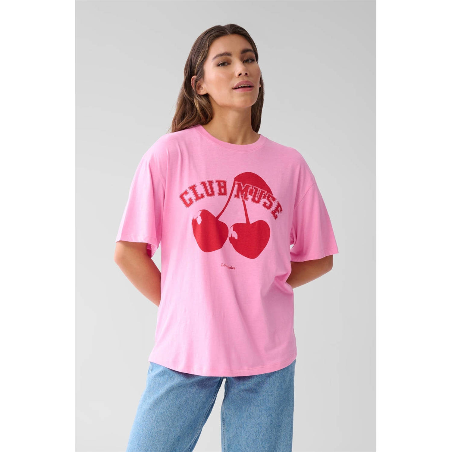 Shoeby T-shirt met printopdruk roze rood