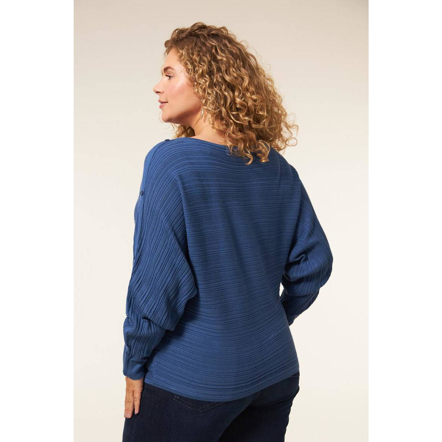 Miss Etam Plus gebreide trui blauw