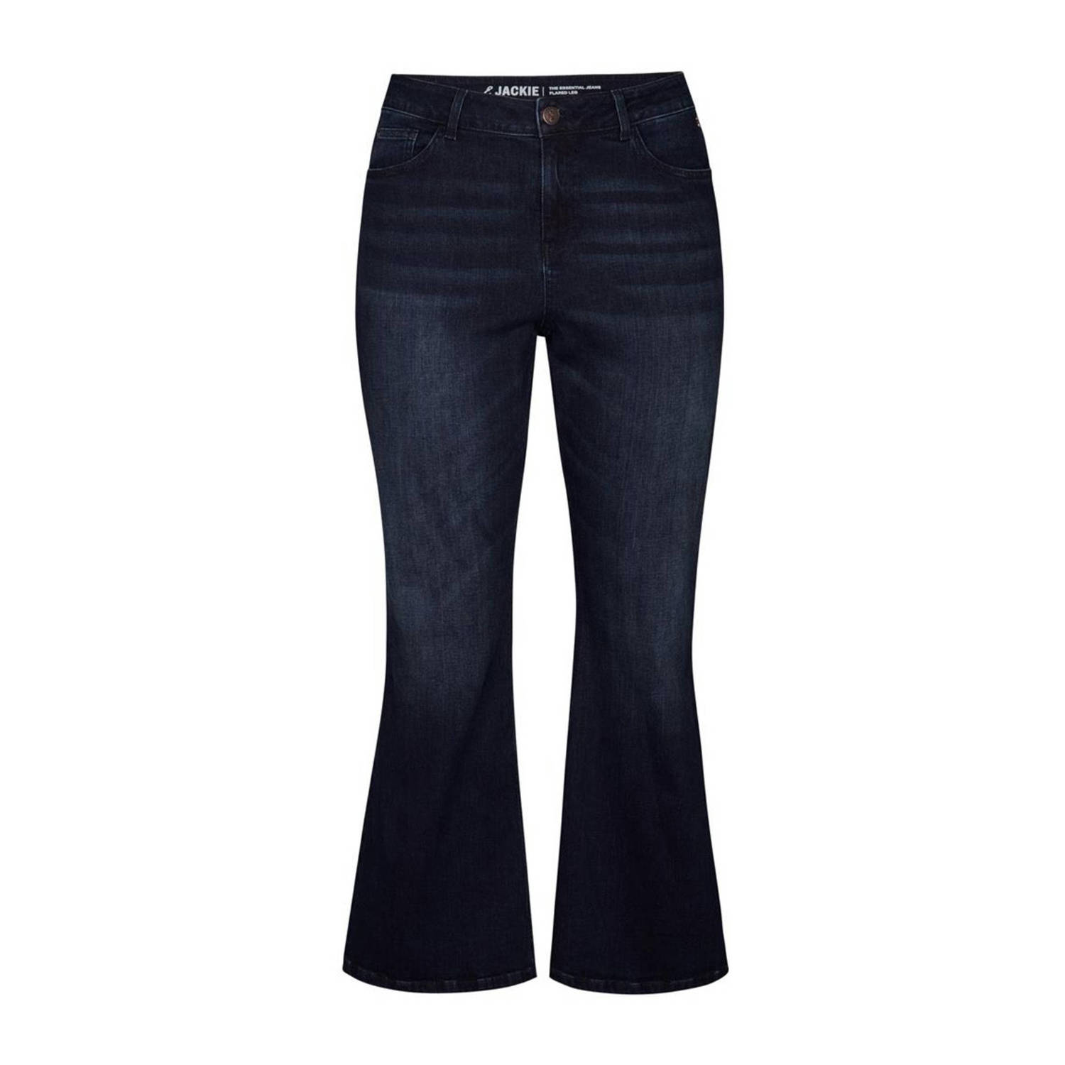 Miss Etam Plus flared jeans Jackie dark blue denim