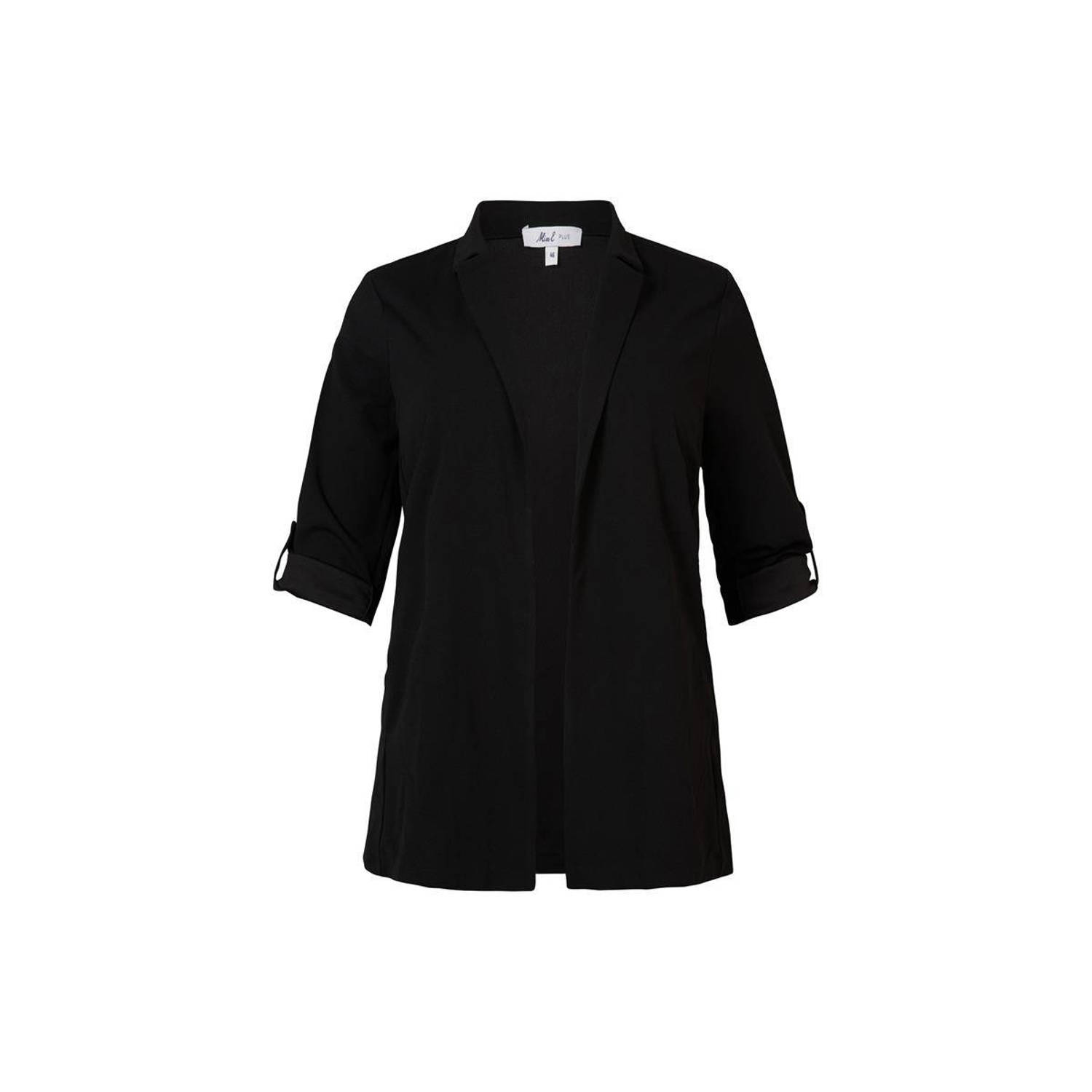 Miss Etam Plus rechtvallende blazer Marly zwart
