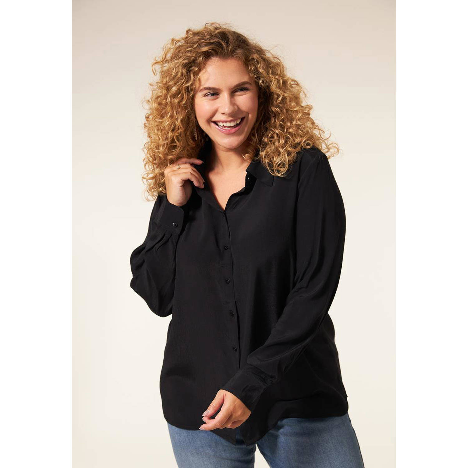 Miss Etam Plus blouse Kendra zwart