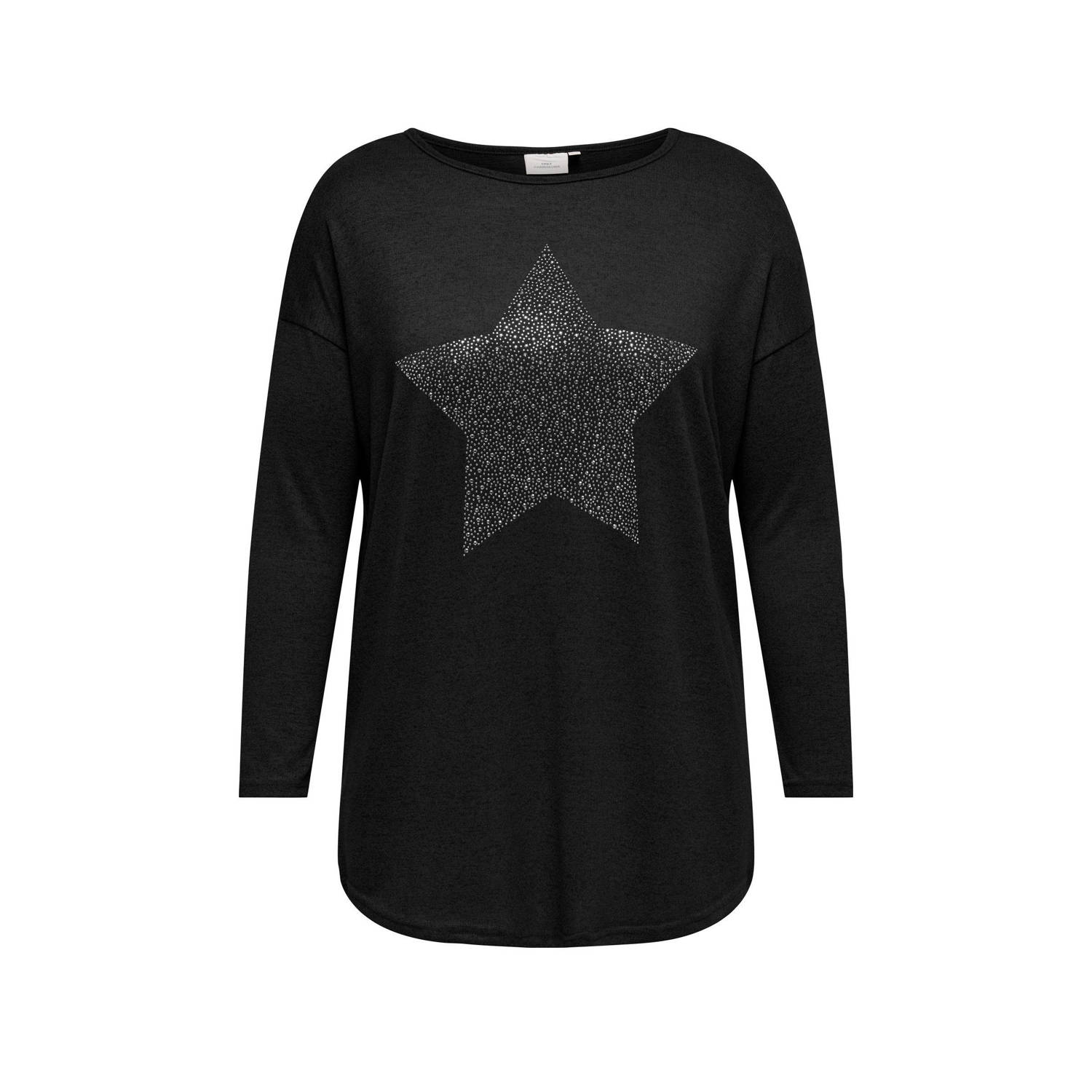 ONLY CARMAKOMA top CARLAMOUR met strass zwart