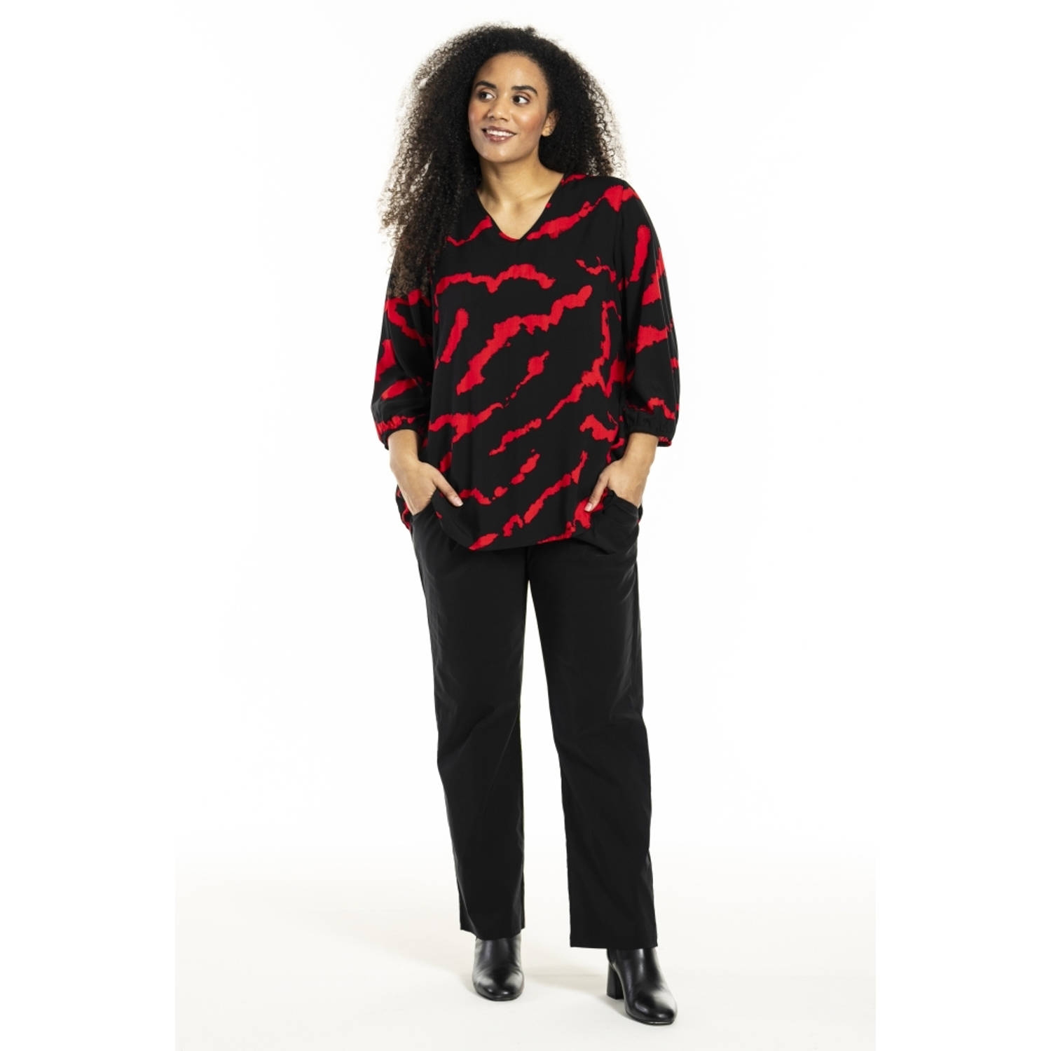 STUDIO blousetop SEmmy met all over print rood zwart