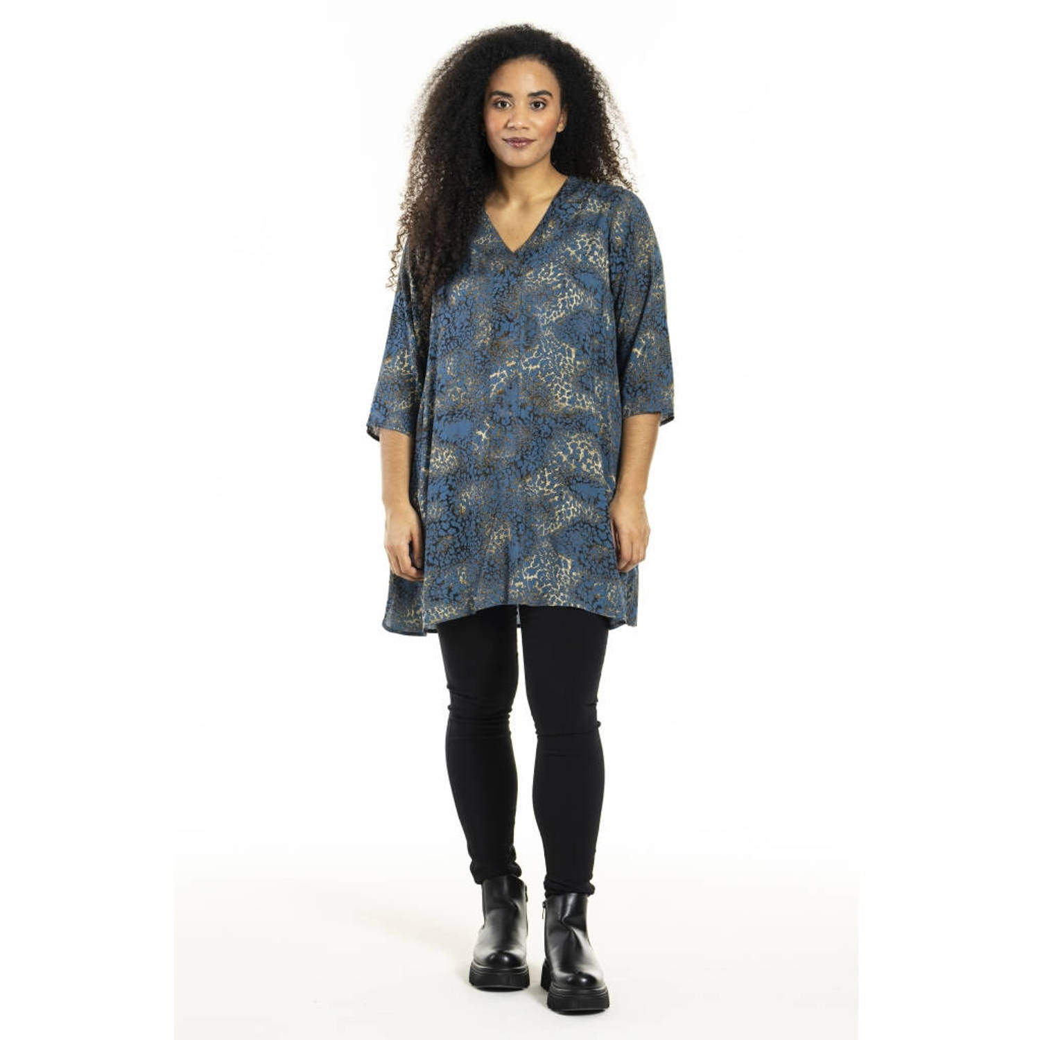 STUDIO tuniek SElma met panterprint blauw