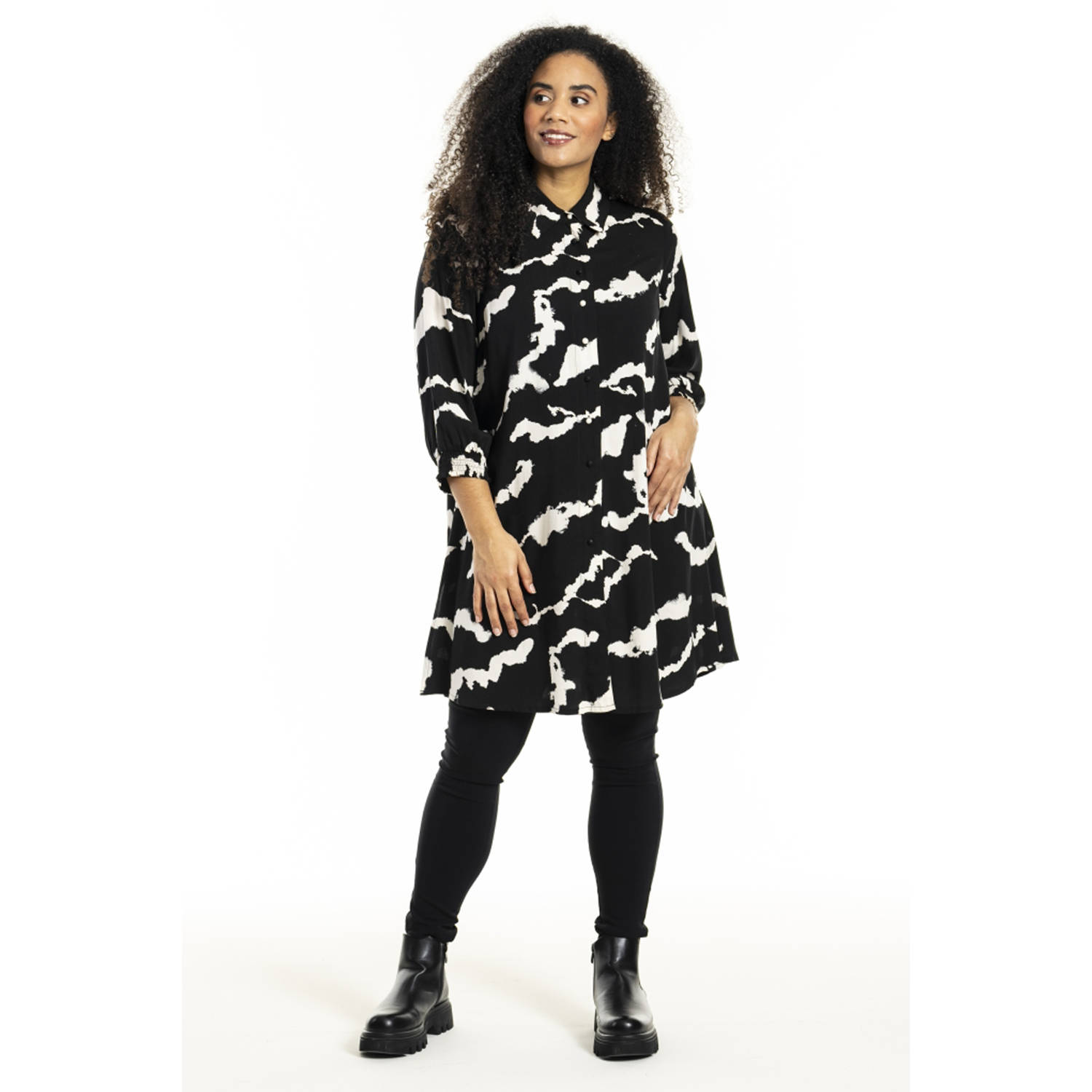 STUDIO tuniek met all over print zwart wit
