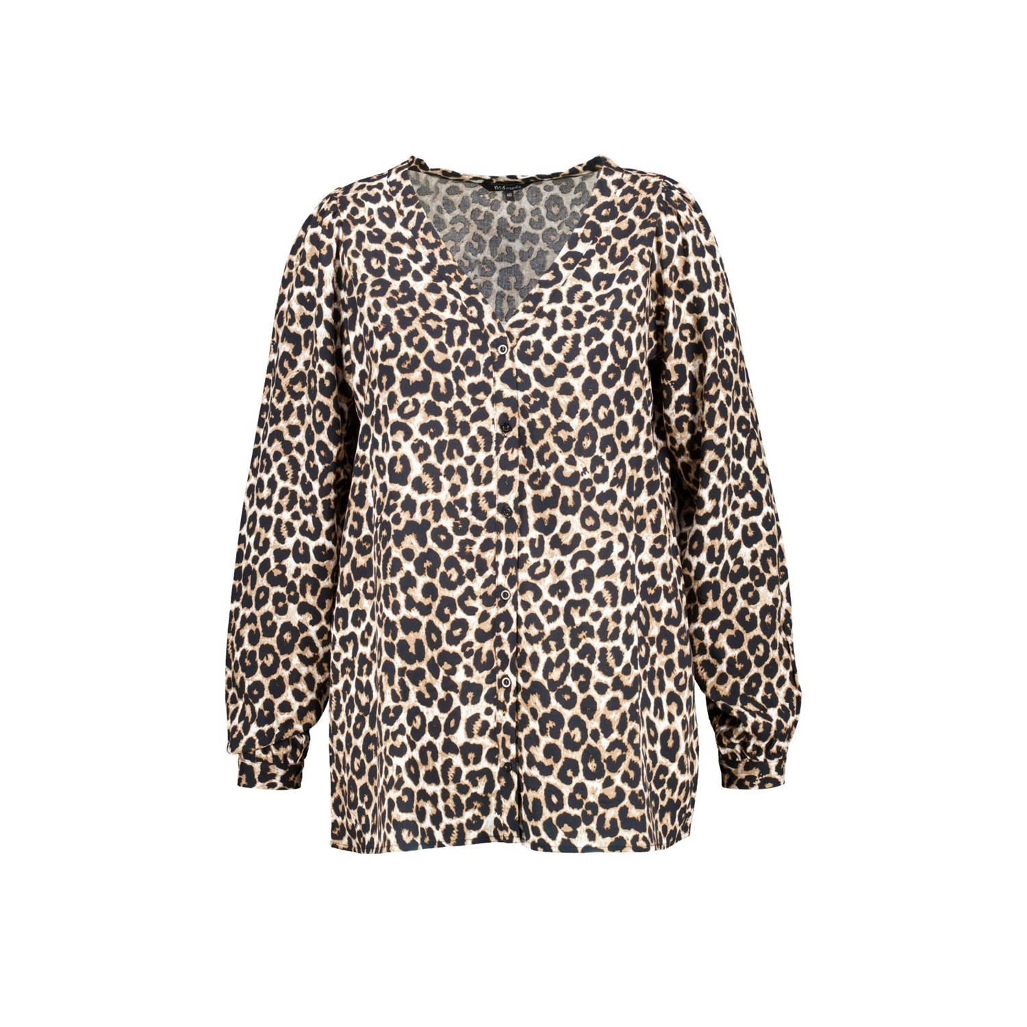 MS Mode blouse met dierenprint bruin zwart crème