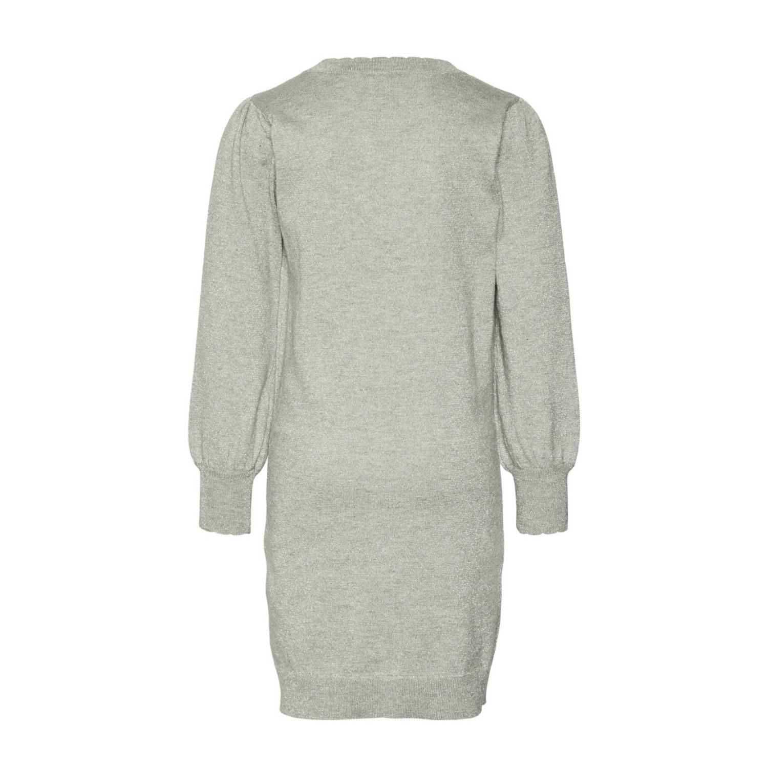 VERO MODA GIRL fijngebreide jurk VMHAPPYSHINE lichtgrijs melange