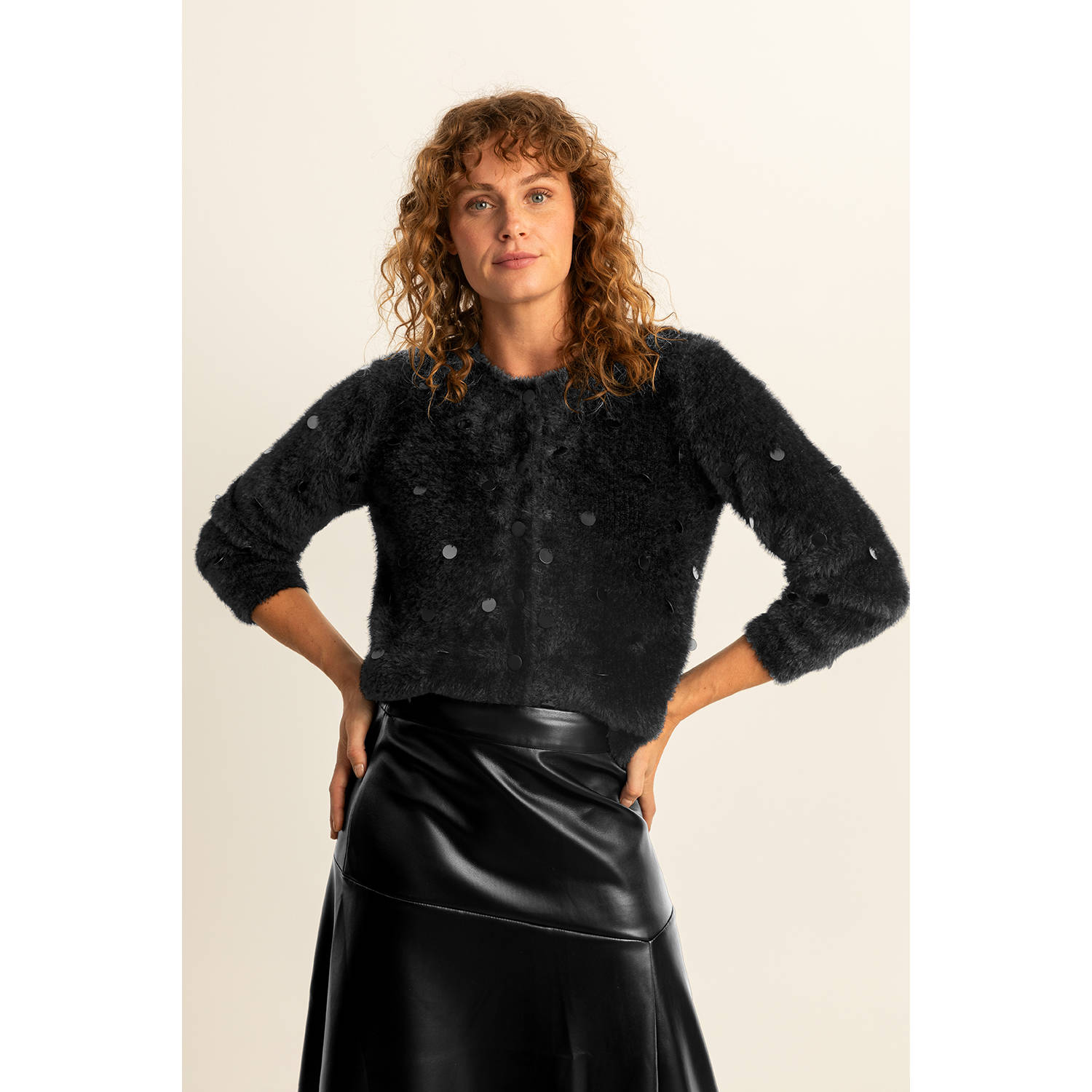 Expresso gebreid vest zwart