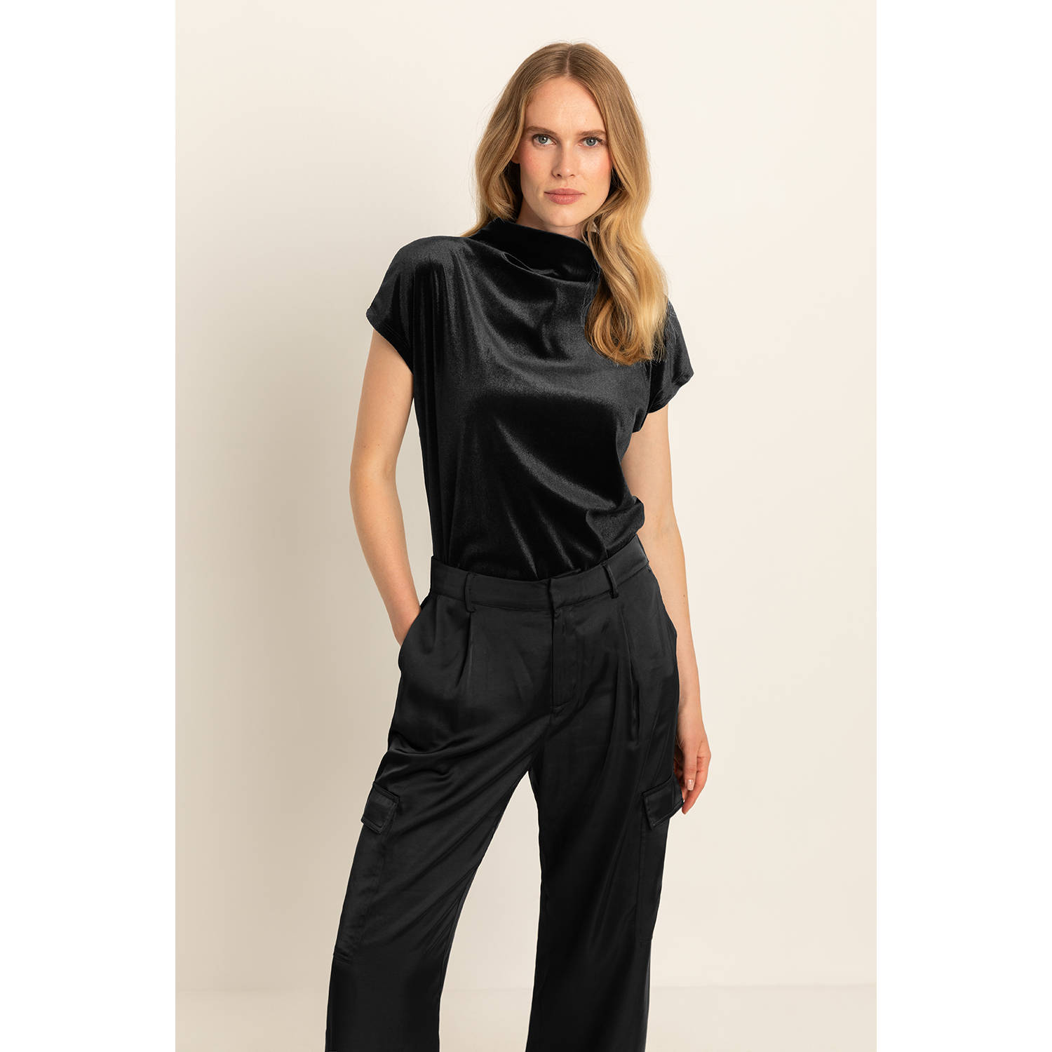 Expresso velours top zwart