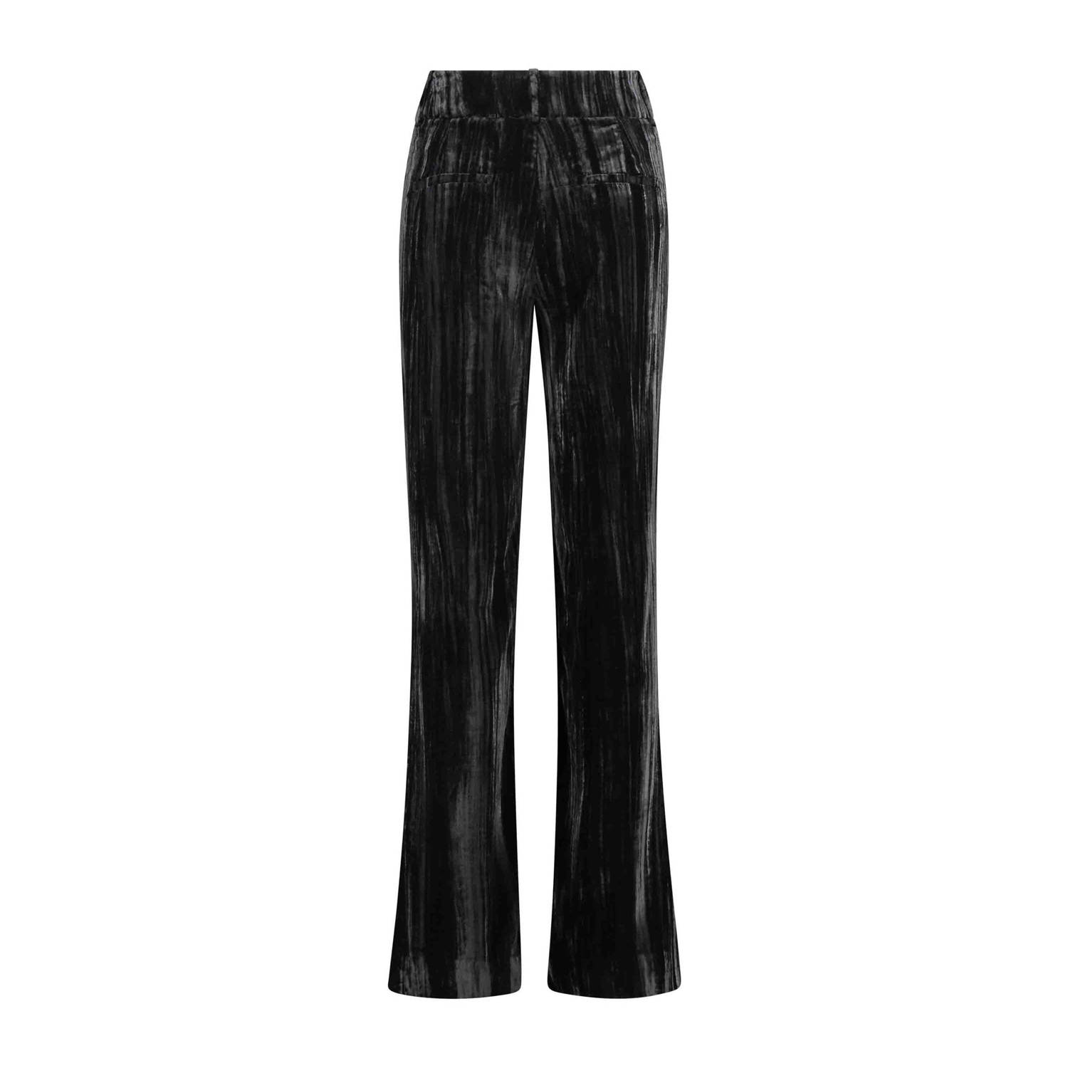 Expresso fluwelen high waist flared pantalon zwart