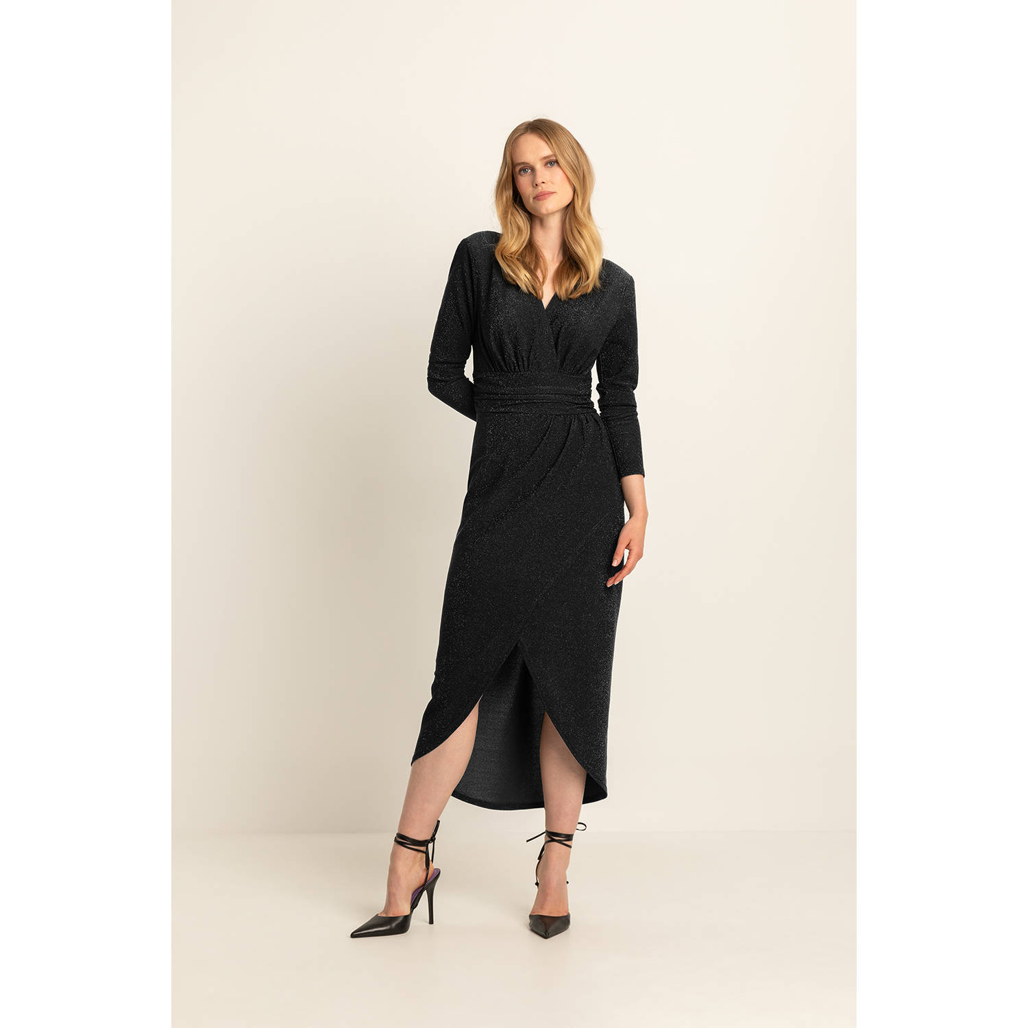 Expresso midi jurk glitter zwart