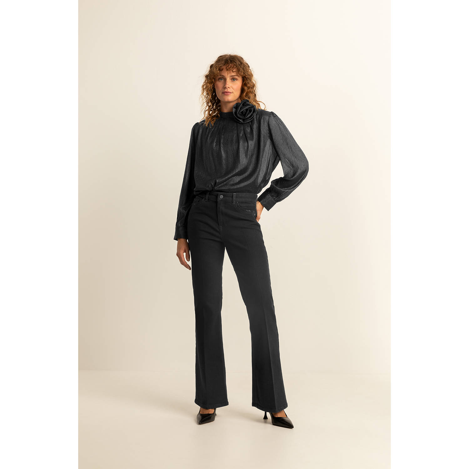 Expresso high waist flared jeans zwart