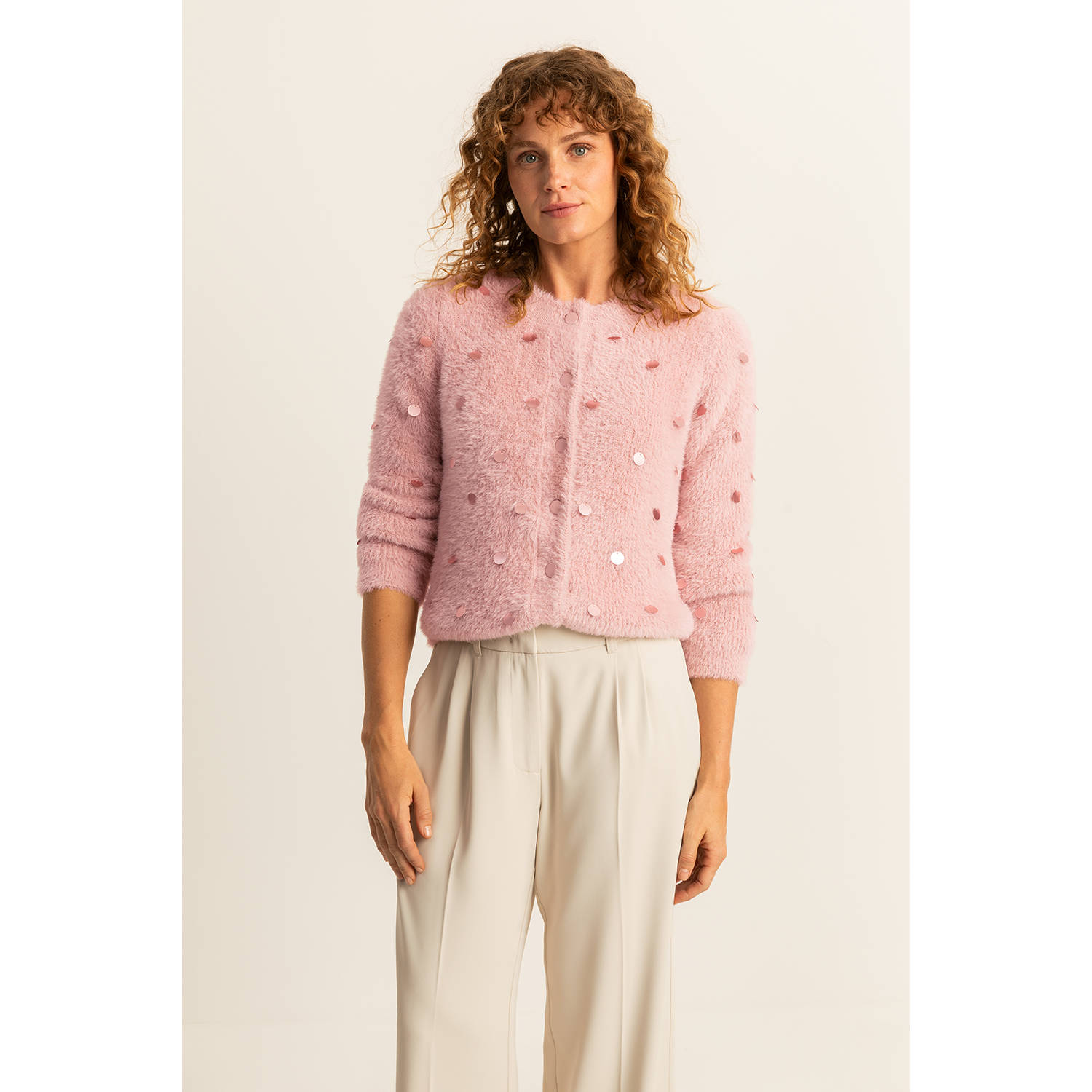Expresso gebreid vest roze
