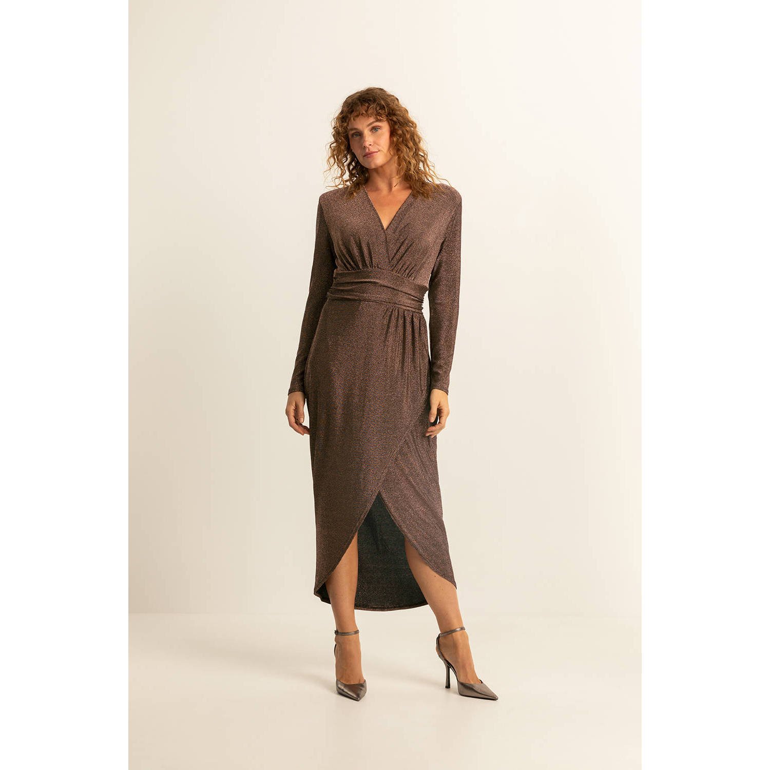 Expresso midi jurk glitter goud