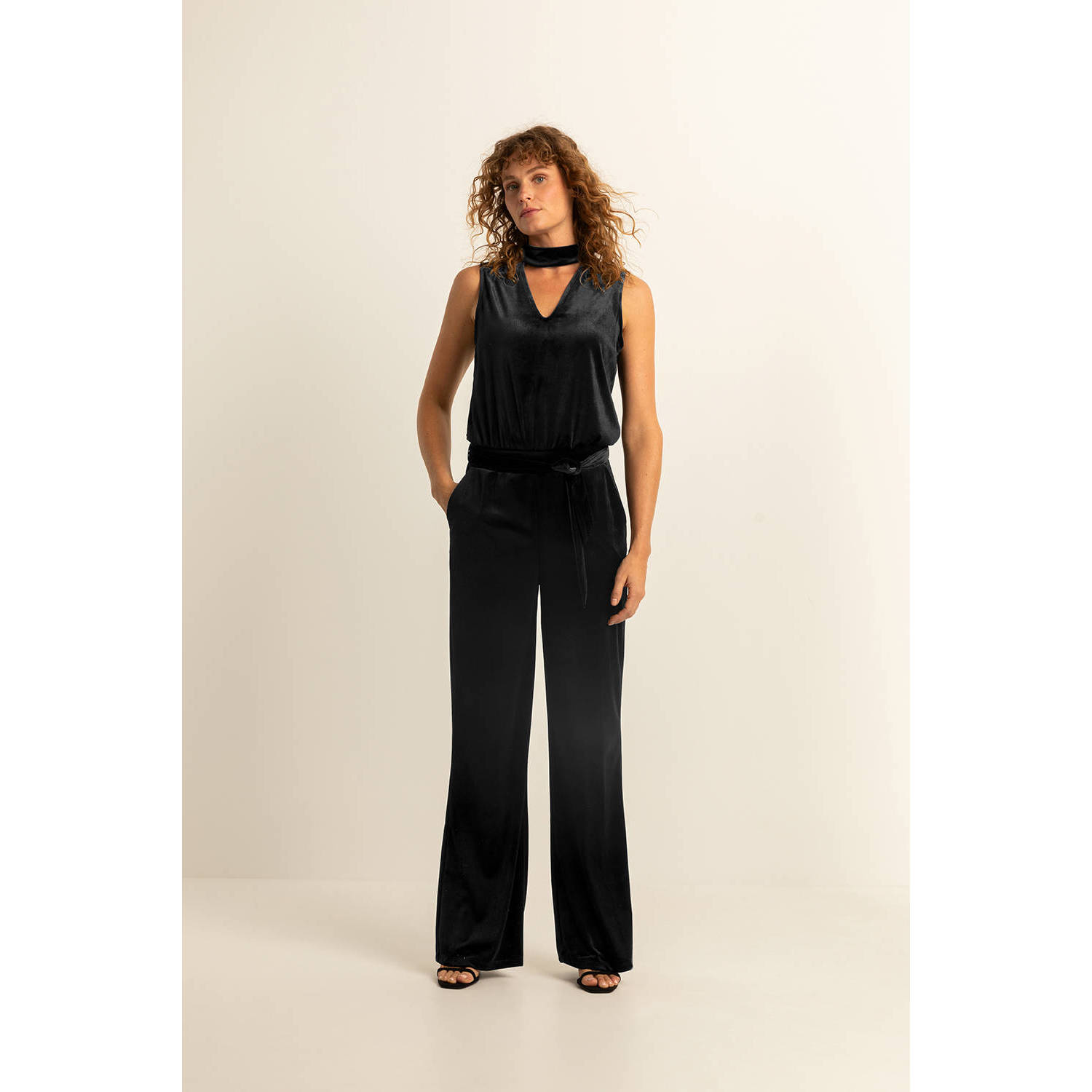 Expresso jumpsuit fluweel zwart