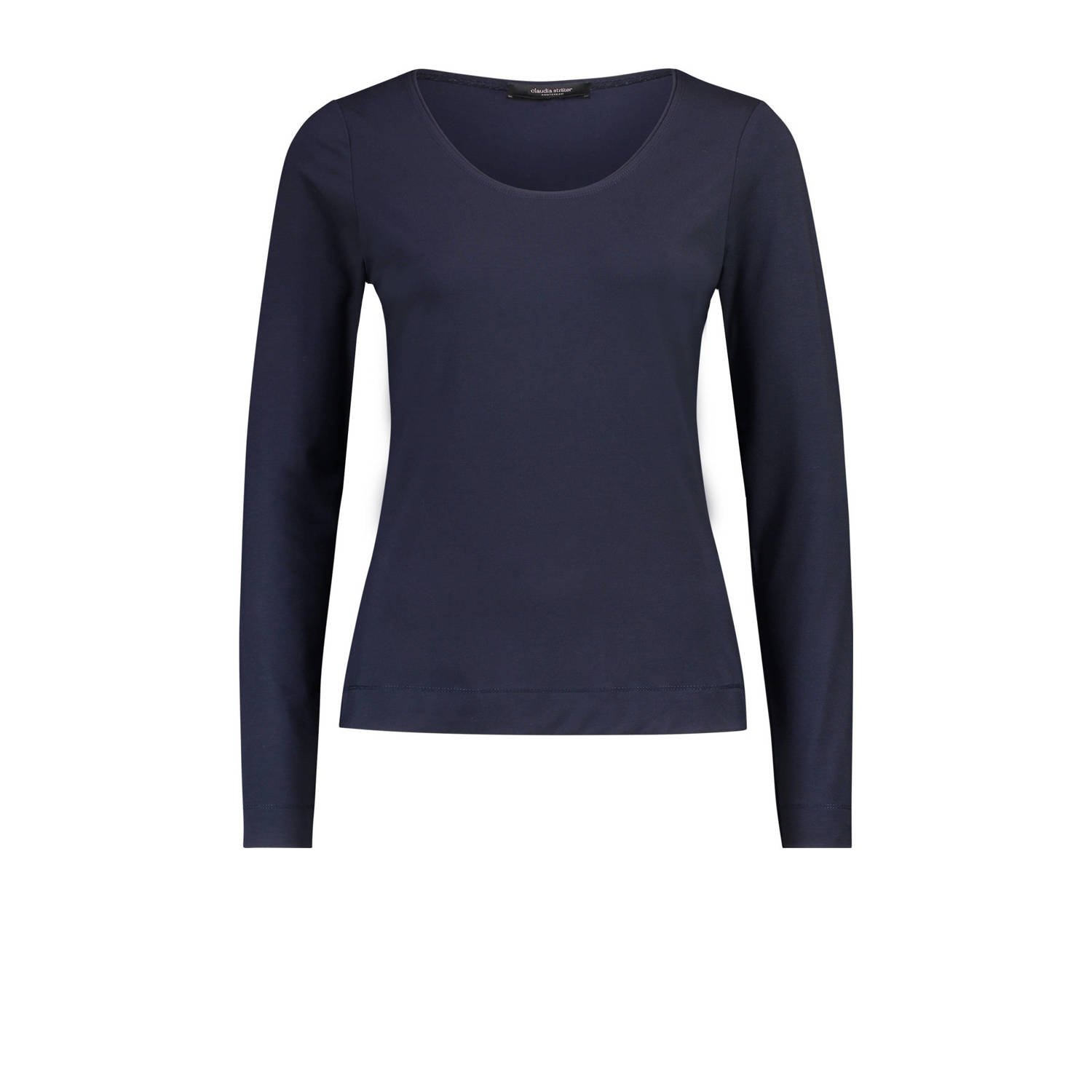 Claudia Sträter longsleeve donkerblauw gebreid