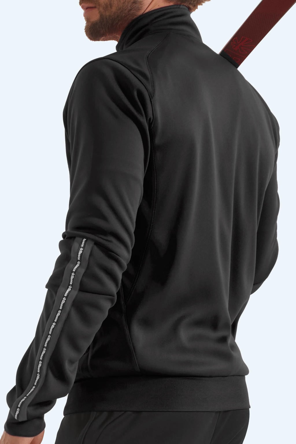 Zwarte heren Reece senior sportjack van polyester met lange mouwen, opstaande kraag en ritssluiting
