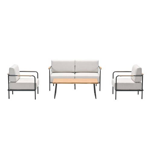 Garden Impressions Lisboa loungeset - 4-delig - carbon black-teak look afbeelding