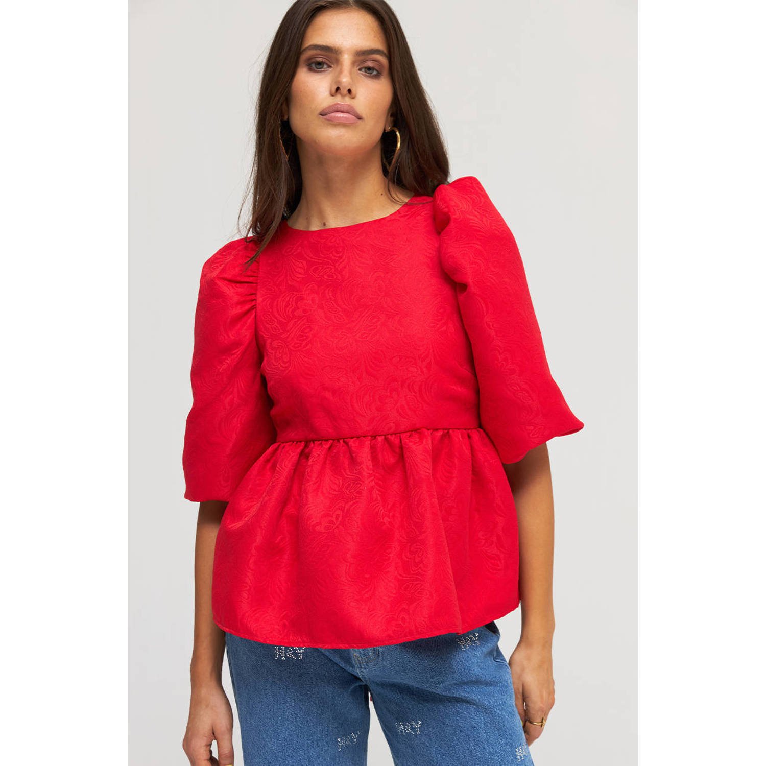 Harper & Yve Rode Vivian Lange Mouw Dames Top Red Dames