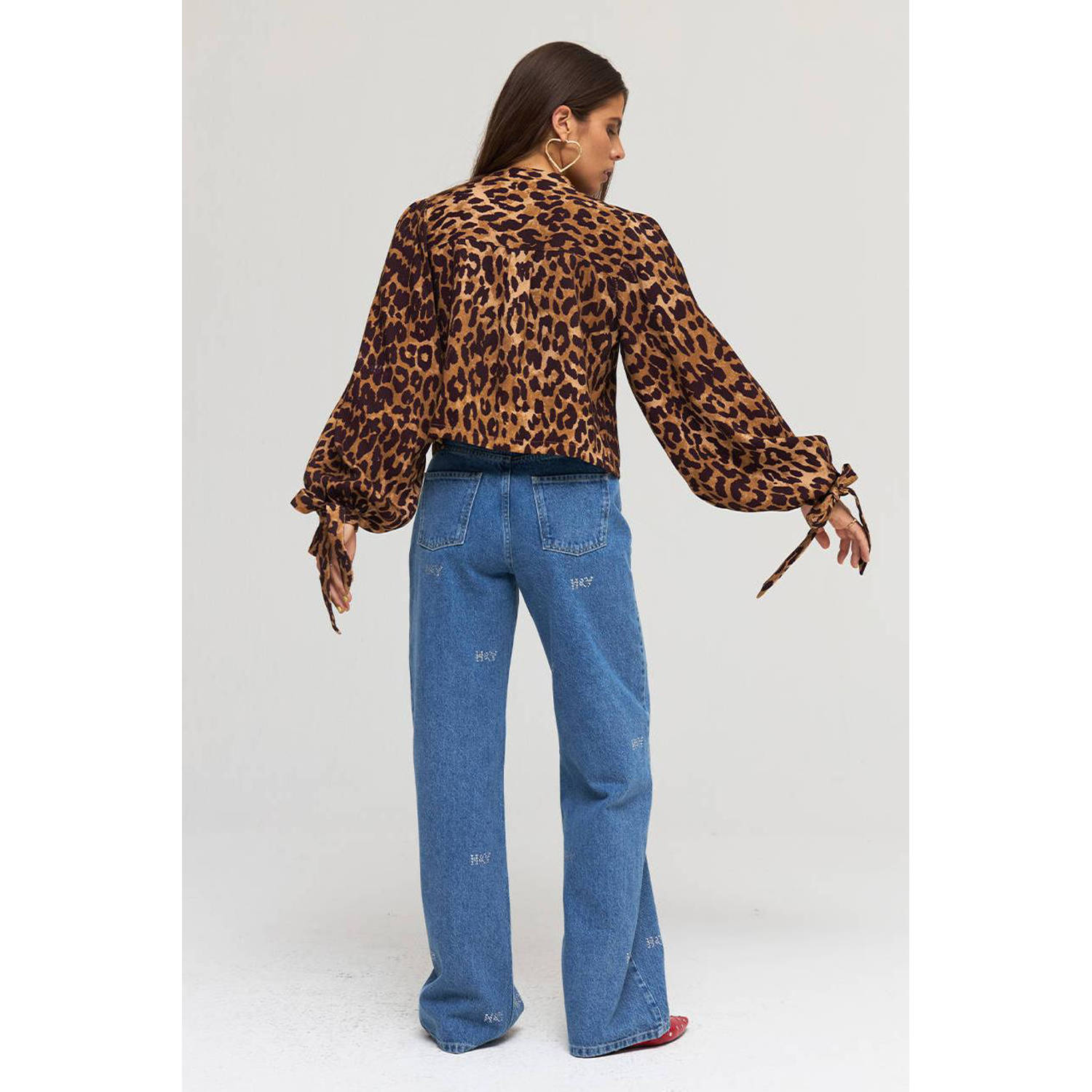 HARPER & YVE blouse JOSIE-LS met panterprint bruin